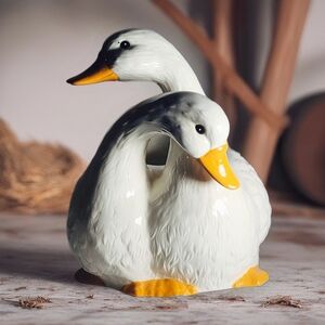 Quirky Companions: The Delightful Duckling Couple Decor for Countryside Charm